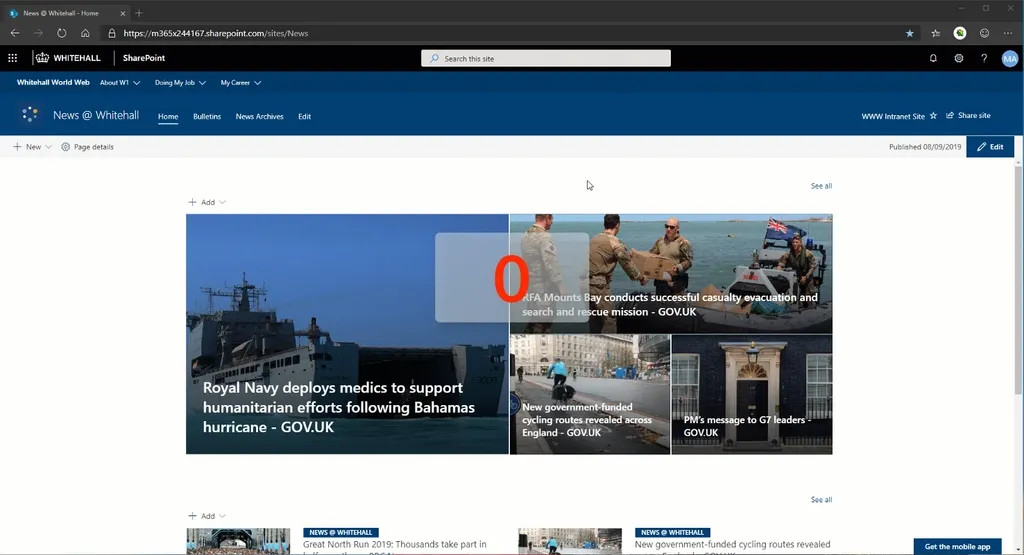 A screen recording with a click counter overlaid, counting up as the manual footer configuration is repeated on multiple sites.