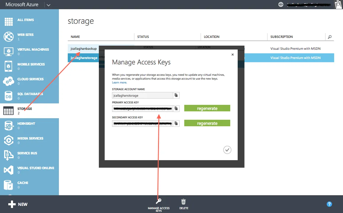 Azure Storage Access Keys