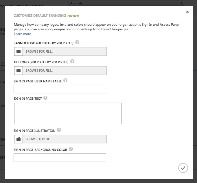 Customise branding form