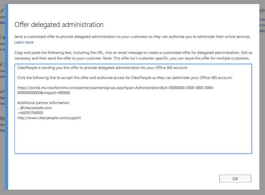 Delegated administration offer template