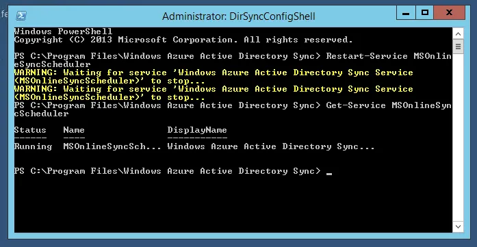 Restart-Service MSOnlineSyncScheduler