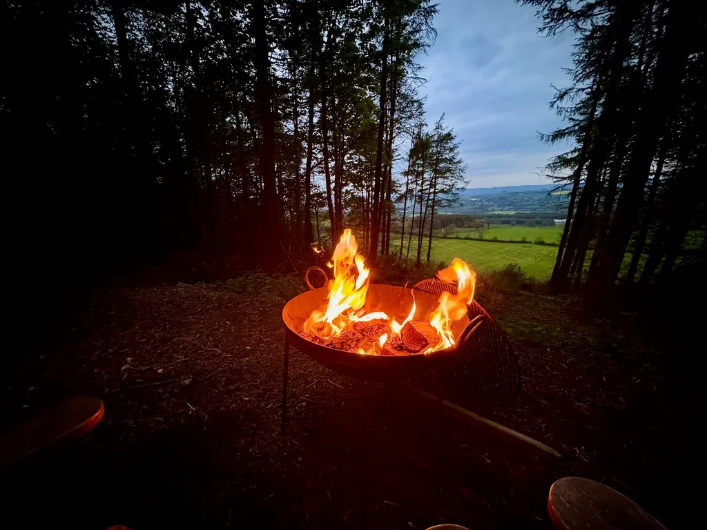 The fire bowl blazing on the cabin deck, the dark Yorkshire valley silent behind it.