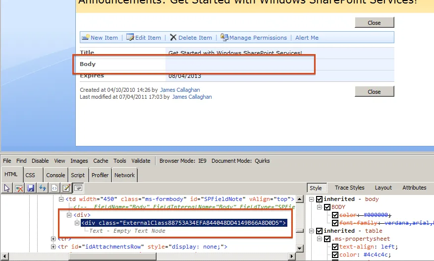 Empty rich text column in SharePoint 2007