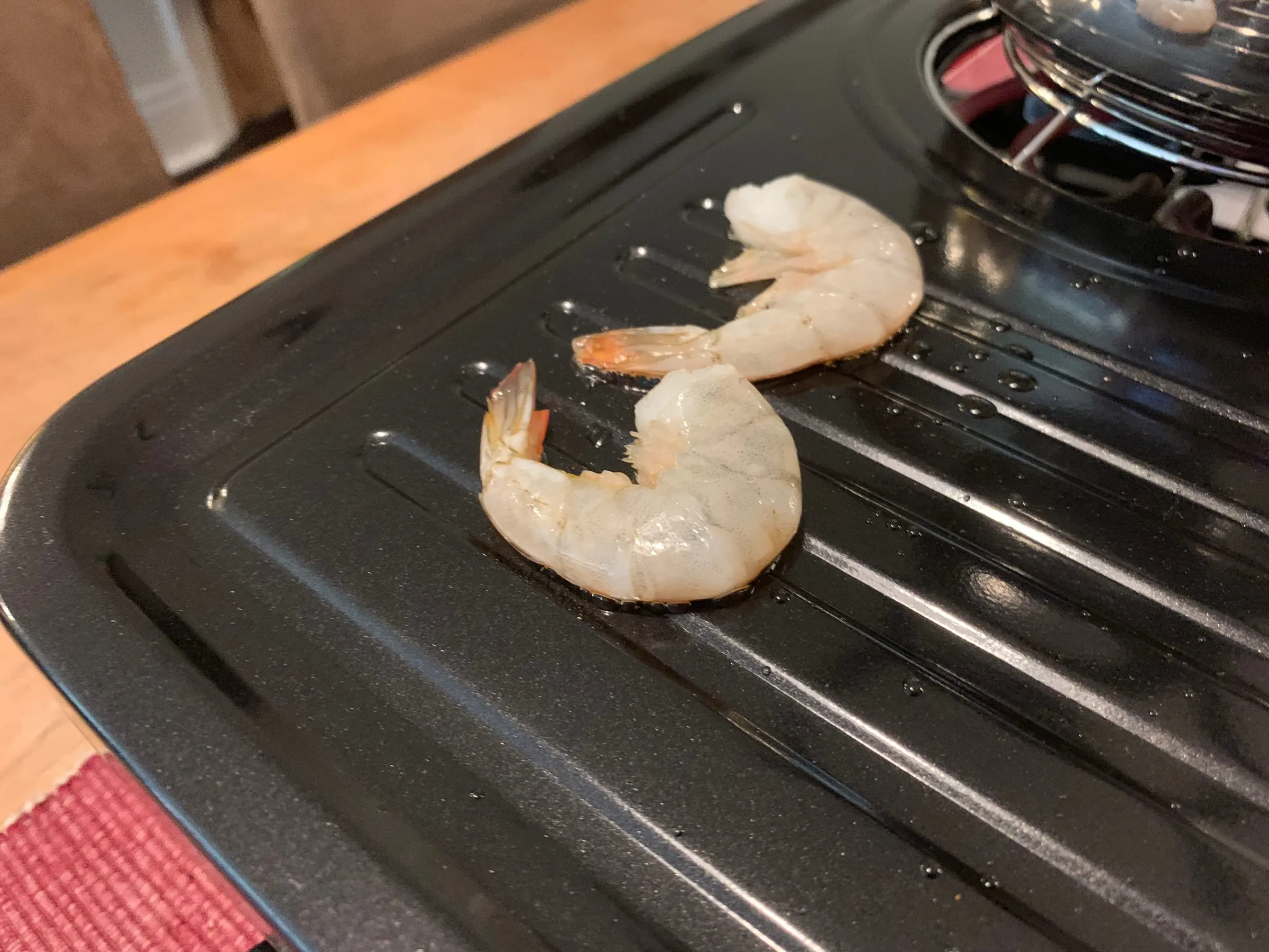 Earlier test - cooking king Prawns on the grill.