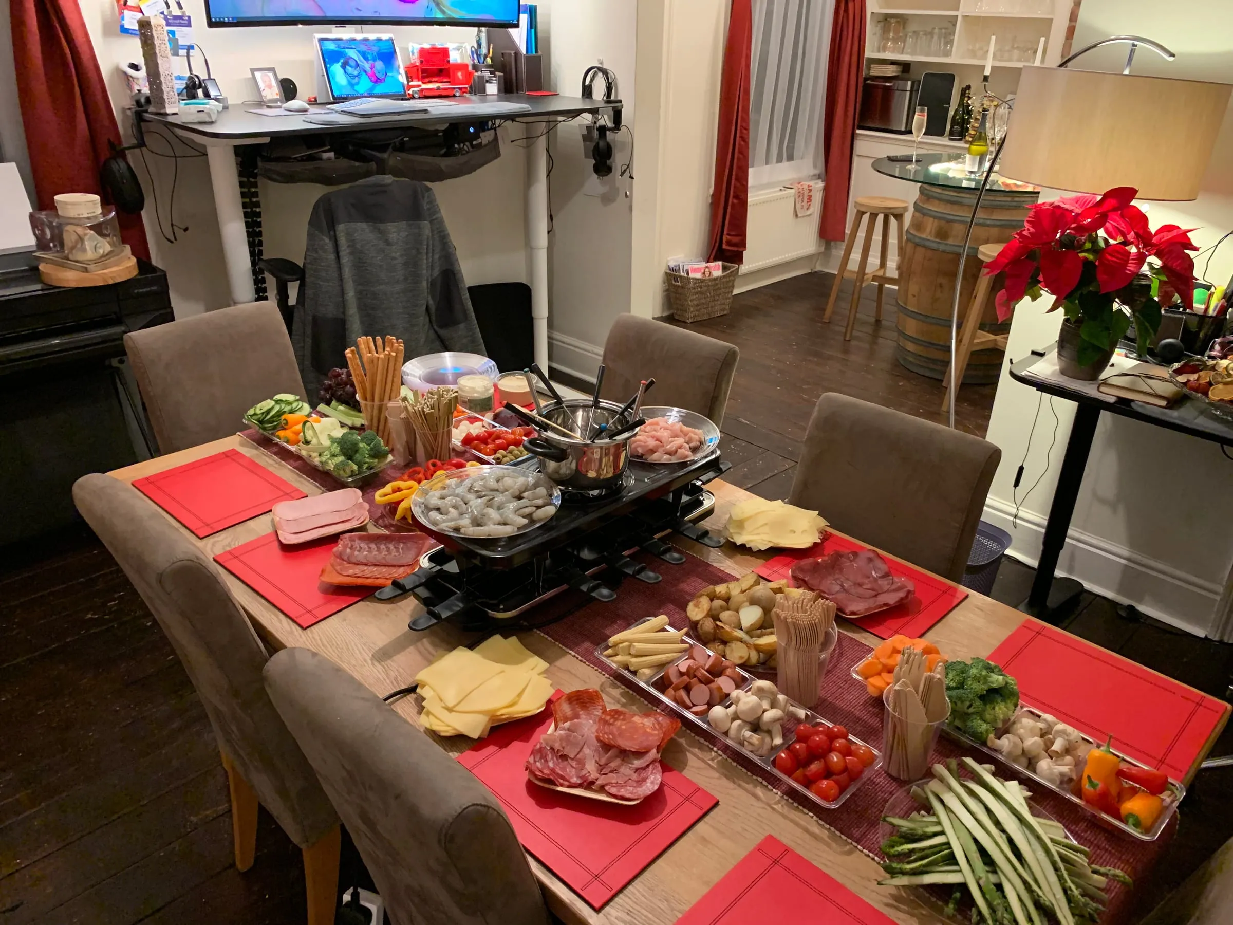 New Years eve Fondue and Raclette preperation.