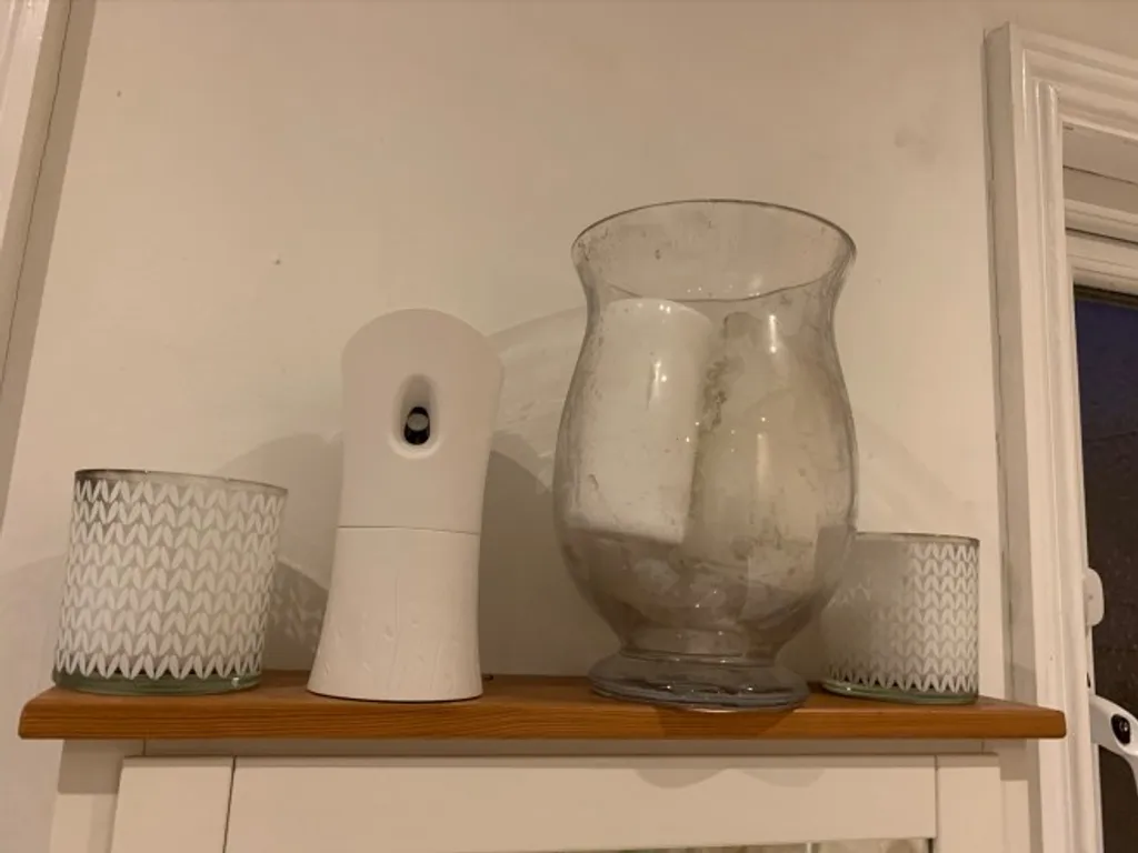 The finished Airwick unit on a shelf, looking identical to a stock unit from across the room.