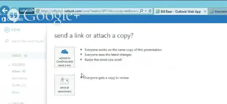 Send a link or attach a copy - integrating Outlook with OneDrive for Business
