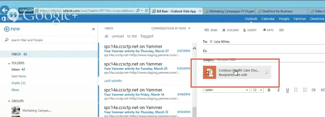 Outlook attachment store in OneDrive for Business.