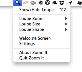 Zoom It toolbar menu